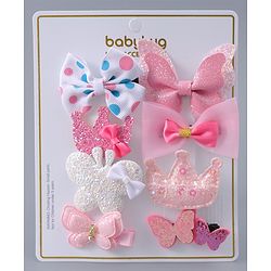 Babyhug Hair Clips with Butterfly Bow Applique Pack of 8 - Multicolor