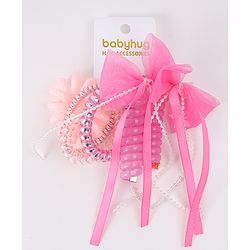 Babyhug Hair Accessories Combo Sets with Bow Applique - Pink