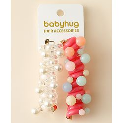 Babyhug Hair Clips with Pearl Applique Pack of 2 - Multicolor