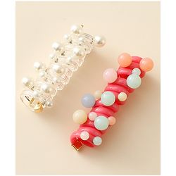 Babyhug Hair Clips with Pearl Applique Pack of 2 - Multicolor