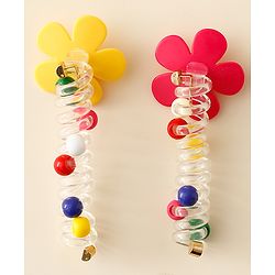 Babyhug Hair Clips with Floral Applique Pack of 2 - Multicolor