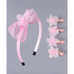 Babyhug Hairband & Clips Accessories Combo Set - Pink