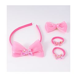 Babyhug Hairband Clip & Rubber Band Accessories Combo Set - Fuchsia