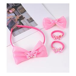 Babyhug Hairband Clip & Rubber Band Accessories Combo Set - Fuchsia