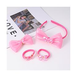 Babyhug Hairband Clip & Rubber Band Accessories Combo Set - Fuchsia