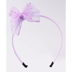 Babyhug Hairband & Clip with Bow Applique Hair Accessories Set - Purple