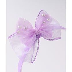 Babyhug Hairband & Clip with Bow Applique Hair Accessories Set - Purple