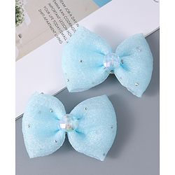 Babyhug Headband & Clips with Bow Applique Accessories Set - Light Blue