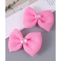 Babyhug Headband & Clips with Bow Applique Accessories Set - Dark Pink