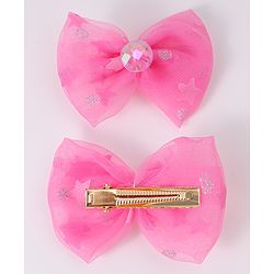 Babyhug Headband & Clips with Bow Applique Accessories Set - Fuchsia