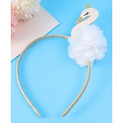 Babyhug Free Size Hair Band With Swan Applique - White