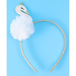 Babyhug Free Size Hair Band With Swan Applique - White