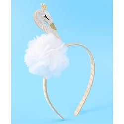 Babyhug Free Size Hair Band With Swan Applique - White