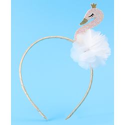 Babyhug Free Size Hair Band With Swan Applique - White