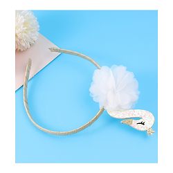 Babyhug Free Size Hair Band With Swan Applique - White