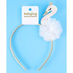 Babyhug Free Size Hair Band With Swan Applique - White