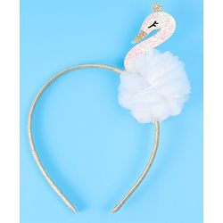 Babyhug Free Size Hair Band With Swan Applique - White