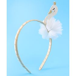 Babyhug Free Size Hair Band With Swan Applique - White