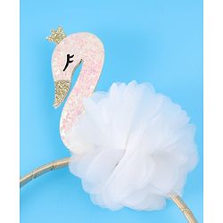 Babyhug Free Size Hair Band With Swan Applique - White