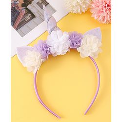 Babyhug Free Size Hair Band With Unicorn & Floral Applique - Purple