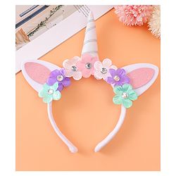 Babyhug Free Size Hair Band With Unicorn & Floral Applique - Multicolour