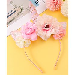 Babyhug Free Size Hair Band With Unicorn & Floral Applique - Multicolour