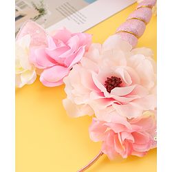Babyhug Free Size Hair Band With Unicorn & Floral Applique - Multicolour