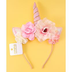 Babyhug Free Size Hair Band With Unicorn & Floral Applique - Multicolour