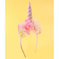 Babyhug Free Size Hair Band With Unicorn & Floral Applique - Multicolour