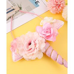 Babyhug Free Size Hair Band With Unicorn & Floral Applique - Multicolour