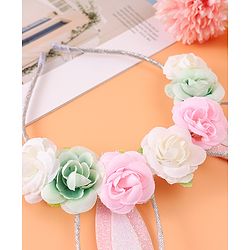 Babyhug Free Size Hair Band With Bunny Ear & Floral Applique - Multicolour