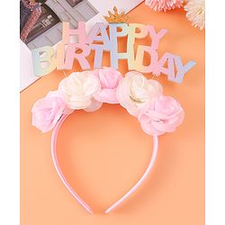 Babyhug Free Size Hair Band With Happy Birthday Text & Floral Applique - Multicolour