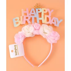 Babyhug Free Size Hair Band With Happy Birthday Text & Floral Applique - Multicolour