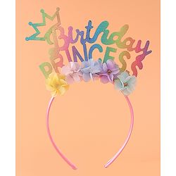 Babyhug Free Size Hair Band With Birthday Princess Text & Floral Applique - Multicolour