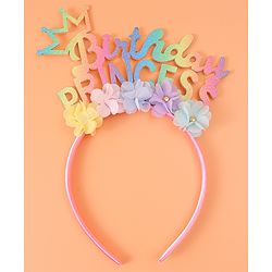 Babyhug Free Size Hair Band With Birthday Princess Text & Floral Applique - Multicolour