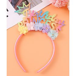 Babyhug Free Size Hair Band With Birthday Princess Text & Floral Applique - Multicolour