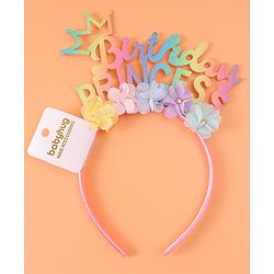 Babyhug Free Size Hair Band With Birthday Princess Text & Floral Applique - Multicolour