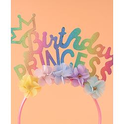 Babyhug Free Size Hair Band With Birthday Princess Text & Floral Applique - Multicolour