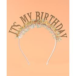Babyhug Free Size Hair Band With Its My Birthday Applique - Silver