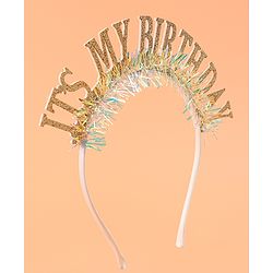 Babyhug Free Size Hair Band With Its My Birthday Applique - Silver