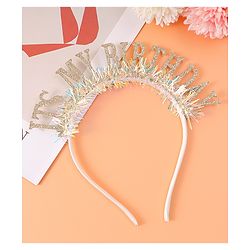 Babyhug Free Size Hair Band With Its My Birthday Applique - Silver