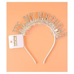 Babyhug Free Size Hair Band With Its My Birthday Applique - Silver