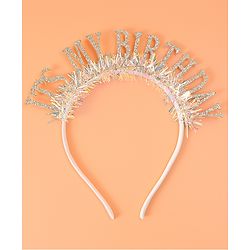 Babyhug Free Size Hair Band With Its My Birthday Applique - Silver