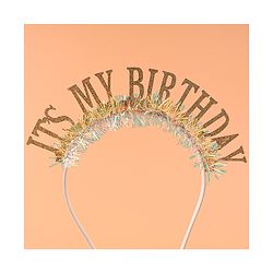Babyhug Free Size Hair Band With Its My Birthday Applique - Silver