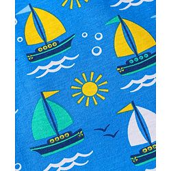 Babyhug Cotton Knit Half Sleeves Shorts Night Suit With Beach Theme Print - Blue