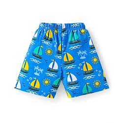 Babyhug Cotton Knit Half Sleeves Shorts Night Suit With Beach Theme Print - Blue
