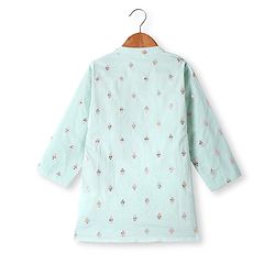 Babyhug Cotton Woven Full Sleeves Kurta Dhorti Set with Floral Embroidery - Sea Green