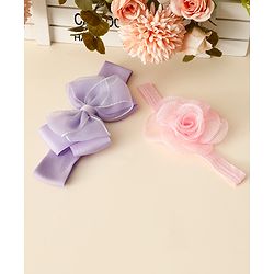 Babyhug Free Size Headbands With Floral & Bow Applique Pack Of 2 - Purple & Pink