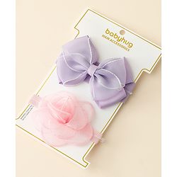 Babyhug Free Size Headbands With Floral & Bow Applique Pack Of 2 - Purple & Pink