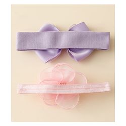 Babyhug Free Size Headbands With Floral & Bow Applique Pack Of 2 - Purple & Pink
